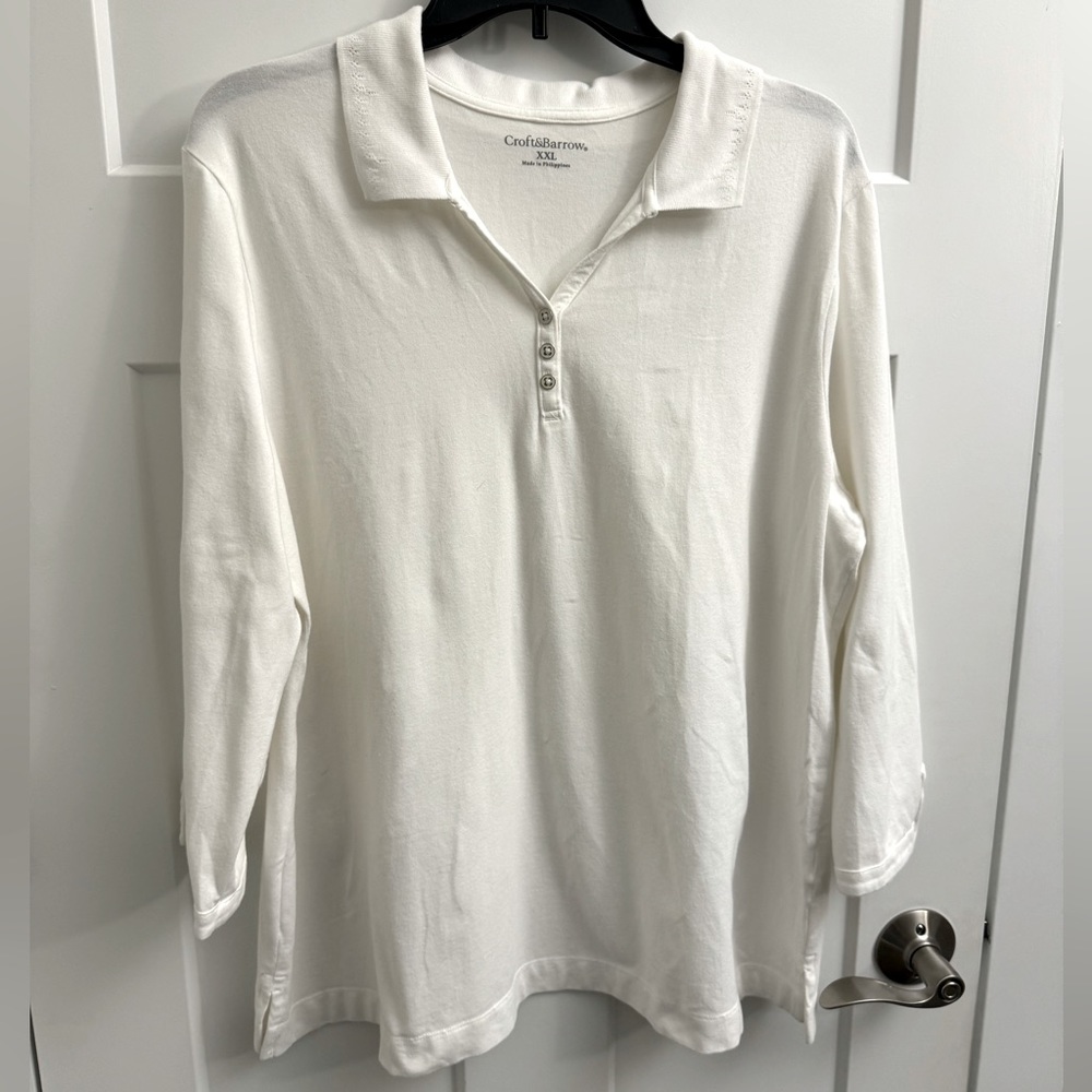 Croft & Barrow Women’s Long Sleeved White Top XXL